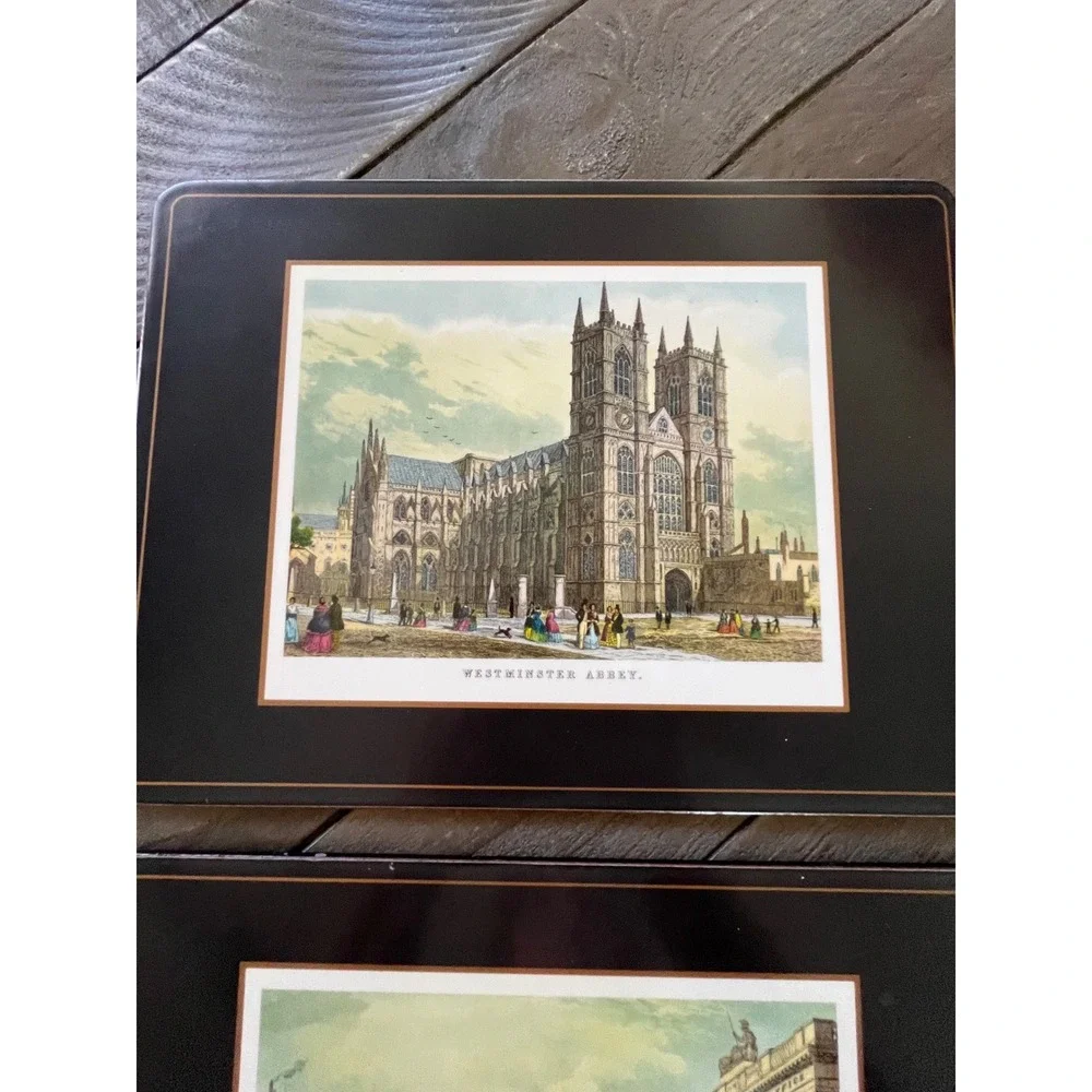 Pimpernel De Luxe Finish London Landmarks Placemats Set of 6 Vintage Black Gold